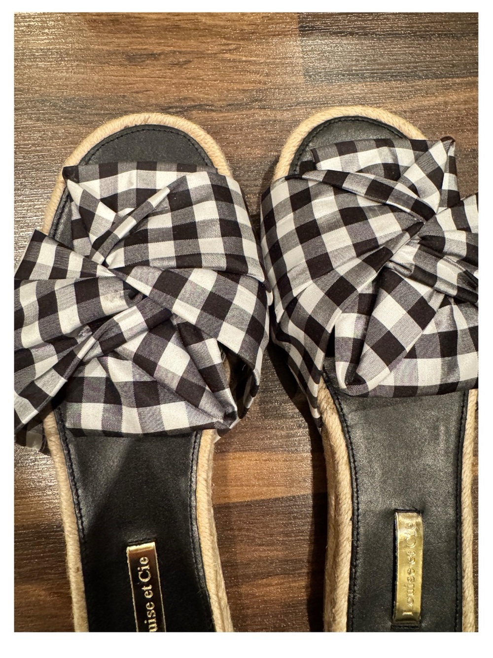 Louise et Cie Black & White Gingham Knot Slides - Picture 14 of 15